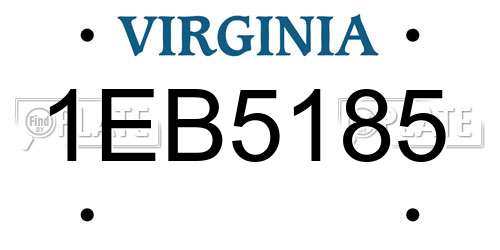1EB5185 Virginia License Plate