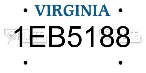 1EB5188 Virginia License Plate