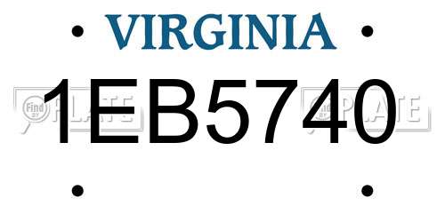 1EB5740 Virginia License Plate