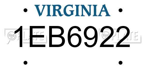 1EB6922 Virginia License Plate