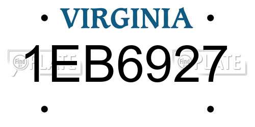 1EB6927 Virginia License Plate