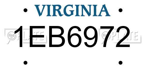 1EB6972 Virginia License Plate
