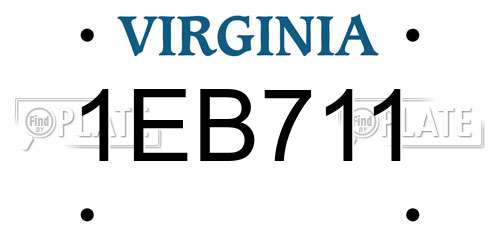 1EB711 Virginia License Plate
