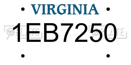 1EB7250 Virginia License Plate
