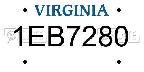 1EB7280 Virginia License Plate