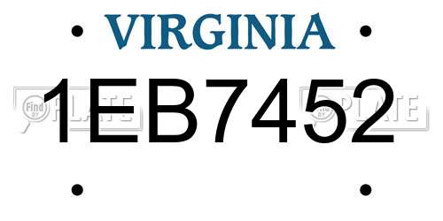 1EB7452 Virginia License Plate