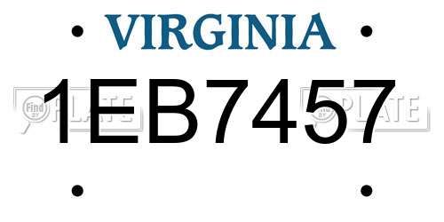 1EB7457 Virginia License Plate