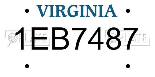 1EB7487 Virginia License Plate