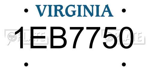 1EB7750 Virginia License Plate
