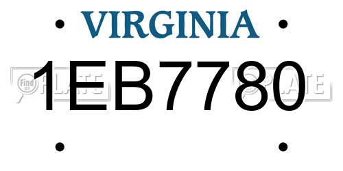 1EB7780 Virginia License Plate
