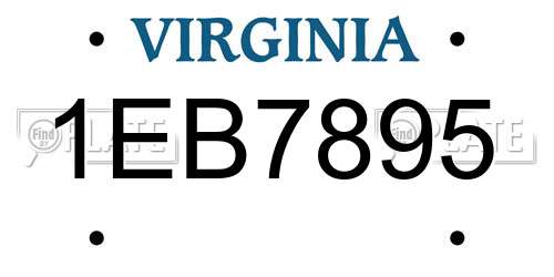 1EB7895 Virginia License Plate