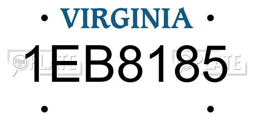 1EB8185 Virginia License Plate