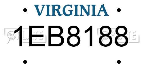 1EB8188 Virginia License Plate