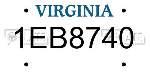 1EB8740 Virginia License Plate
