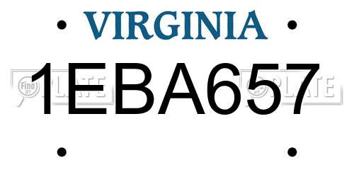 1EBA657 Virginia License Plate