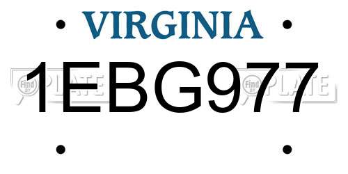 1EBG977 Virginia License Plate
