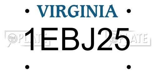 1EBJ25 Virginia License Plate