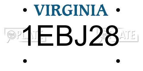 1EBJ28 Virginia License Plate