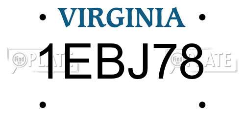 1EBJ78 Virginia License Plate