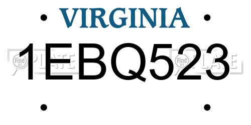 1EBQ523 Virginia License Plate