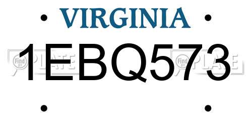 1EBQ573 Virginia License Plate