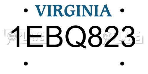 1EBQ823 Virginia License Plate