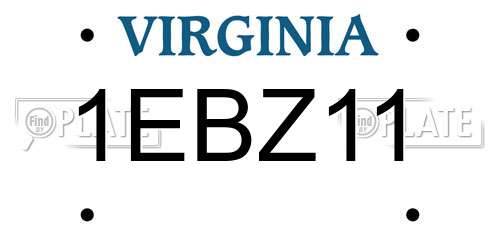 1EBZ11 Virginia License Plate