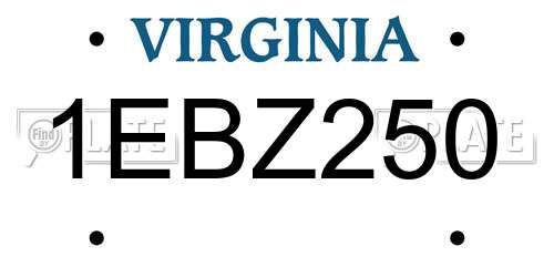 1EBZ250 Virginia License Plate