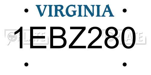 1EBZ280 Virginia License Plate