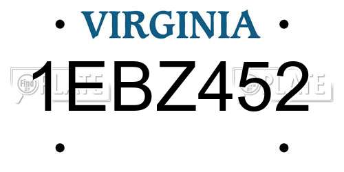 1EBZ452 Virginia License Plate