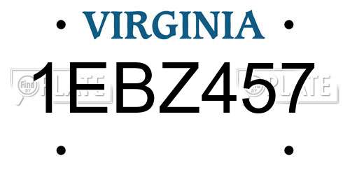 1EBZ457 Virginia License Plate