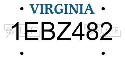 1EBZ482 Virginia License Plate
