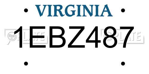 1EBZ487 Virginia License Plate