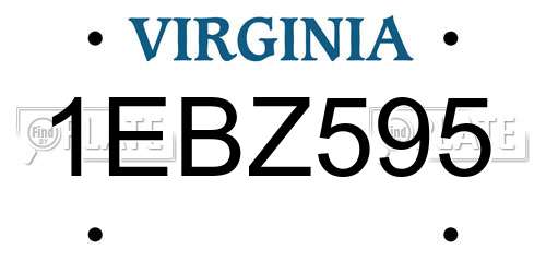 1EBZ595 Virginia License Plate