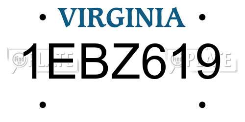 1EBZ619 Virginia License Plate