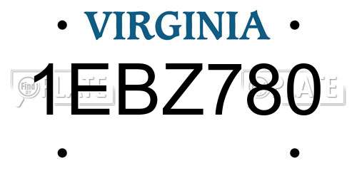 1EBZ780 Virginia License Plate