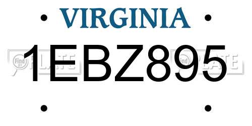 1EBZ895 Virginia License Plate