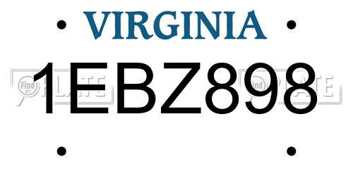 1EBZ898 Virginia License Plate