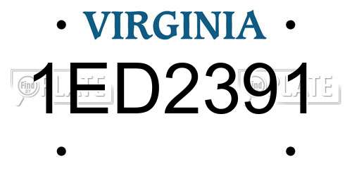 1ED2391 Virginia License Plate