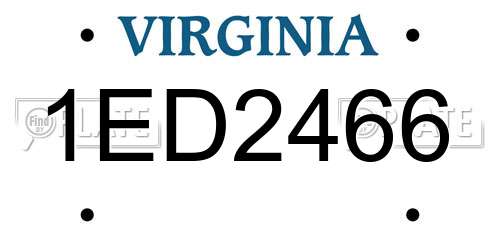 1ED2466 Virginia License Plate