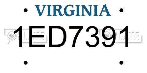 1ED7391 Virginia License Plate