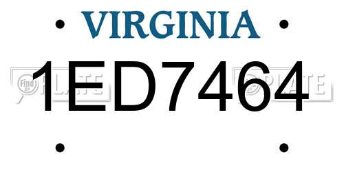 1ED7464 Virginia License Plate