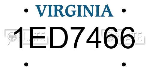1ED7466 Virginia License Plate