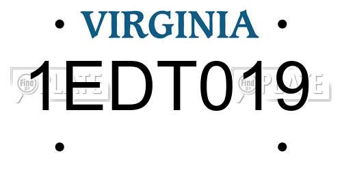 1EDT019 Virginia License Plate