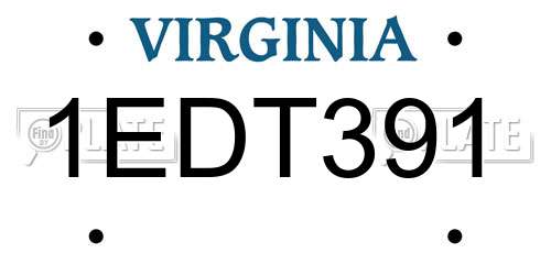 1EDT391 Virginia License Plate