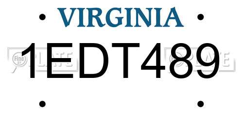 1EDT489 Virginia License Plate
