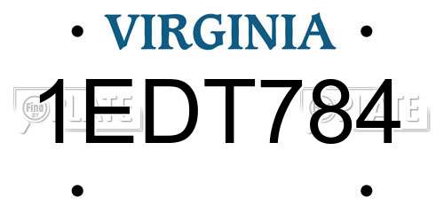 1EDT784 Virginia License Plate
