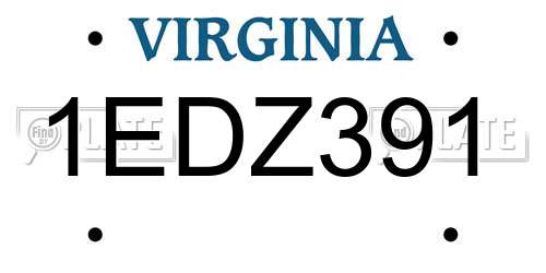 1EDZ391 Virginia License Plate