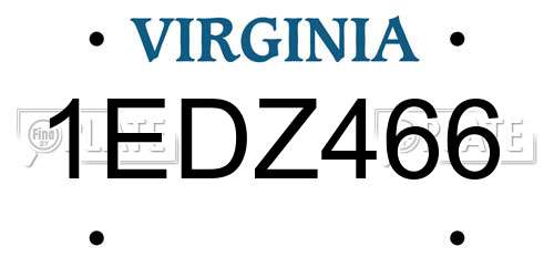 1EDZ466 Virginia License Plate