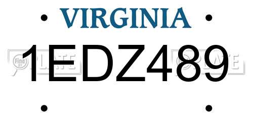 1EDZ489 Virginia License Plate